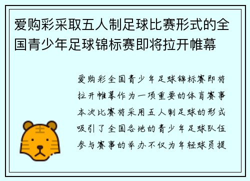 爱购彩采取五人制足球比赛形式的全国青少年足球锦标赛即将拉开帷幕